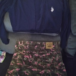 Girl clothing, cardigan polo association, skort skirt children place.